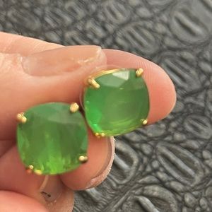 Kate Spade Green Stud Earring in Gold Prongs Color Setting Post Back